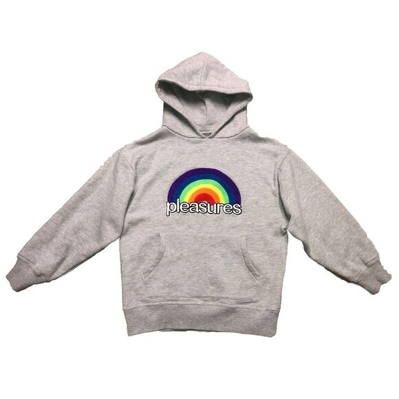 Pleasures Good Time Hoodie Men's S Rainbow Appliqué Embroidered‎ Gray - Picture 4 of 13